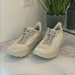 Hoka Women's Running Shoes in Light Green and Beige
